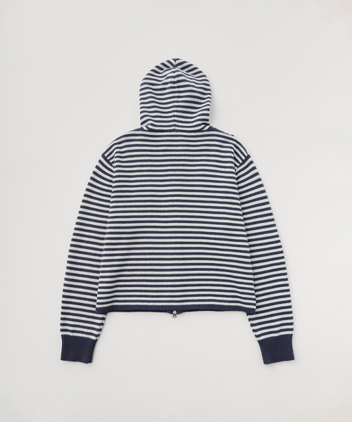 STRIPE трикотаж FRILL худи молния-_NAVY