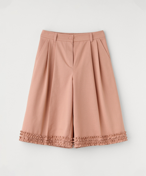 BERMUDA TWO TUCK FRILL PANTS_PINK