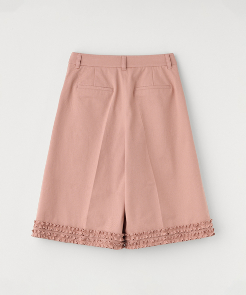 BERMUDA TWO TUCK FRILL PANTS_PINK