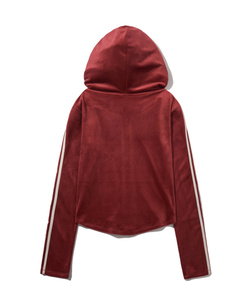 Женский худи на молнии slim fit с готическим лого со стразами_Red
