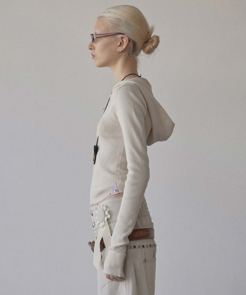 Silhouette Knit Zip-Up Hoodie Raw