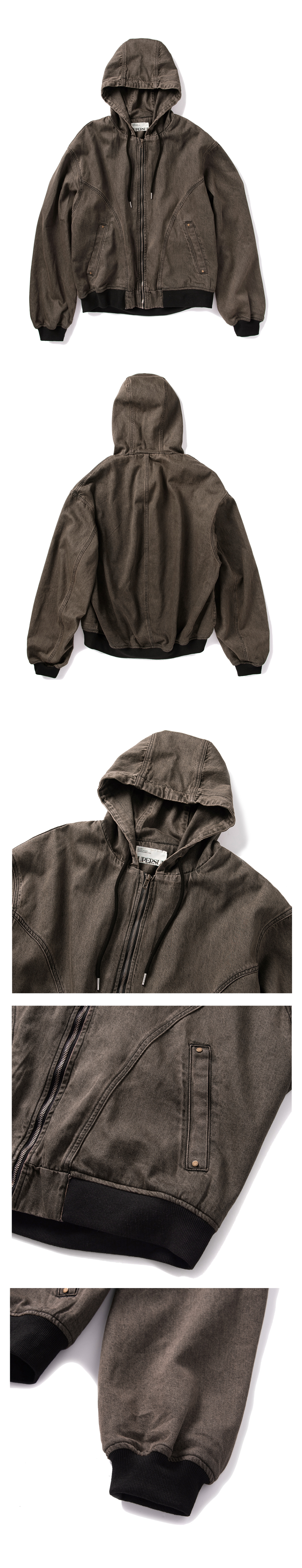 MUSINSA公式 | SUPERSUB Denim Hooded Zip-Up - Washed Brown