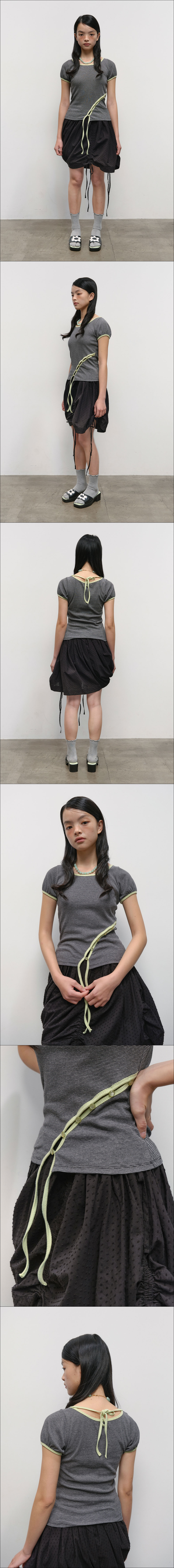 MUSINSA | TYPESERVICE Color Blocked Strap Button Top [Gray]