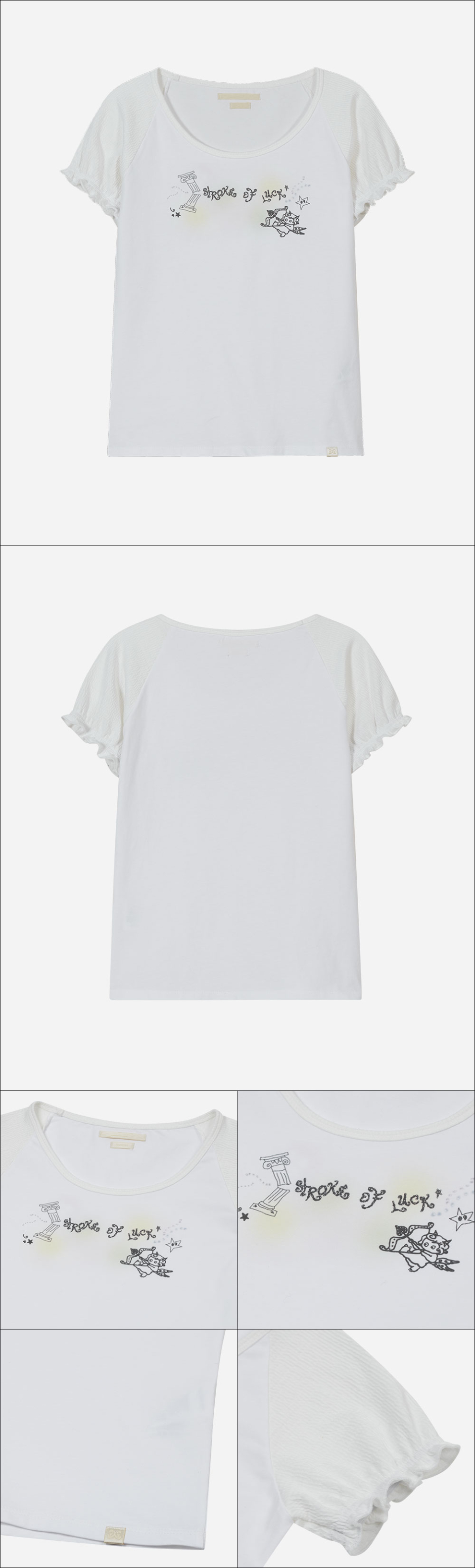 ◇typeservice◇ Lucky Puff Sleeve Top White TYPESERVICE) Lucky Puff Sleeve Top [White]