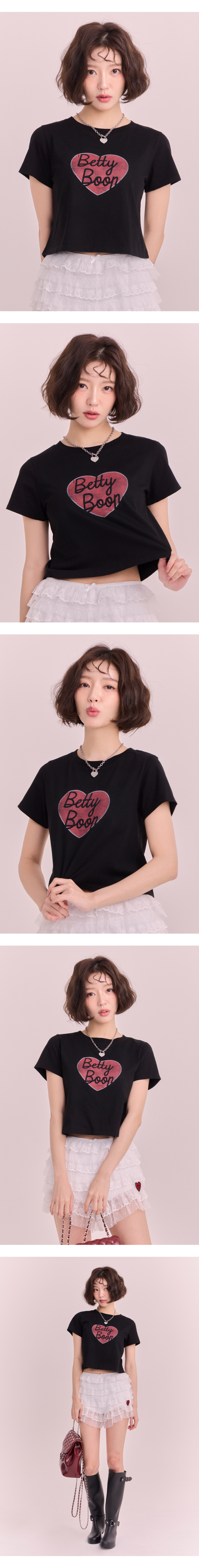 MUSINSA | ULKIN CANVAS Betty Boop Heart Cursive Semi-Crop