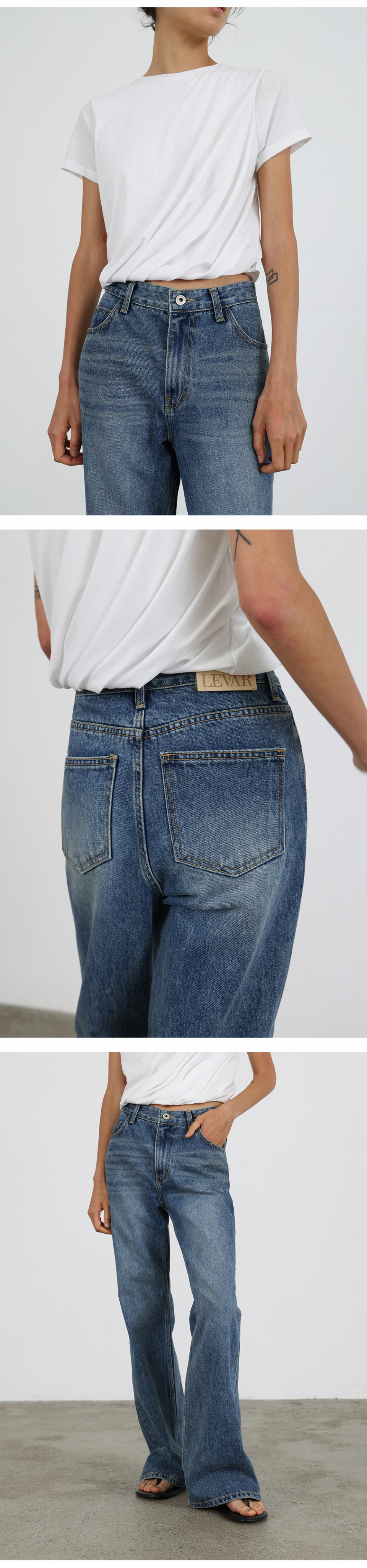 MUSINSA公式 | LEVAR Relaxed Boots Cut Denim - Dark Blue