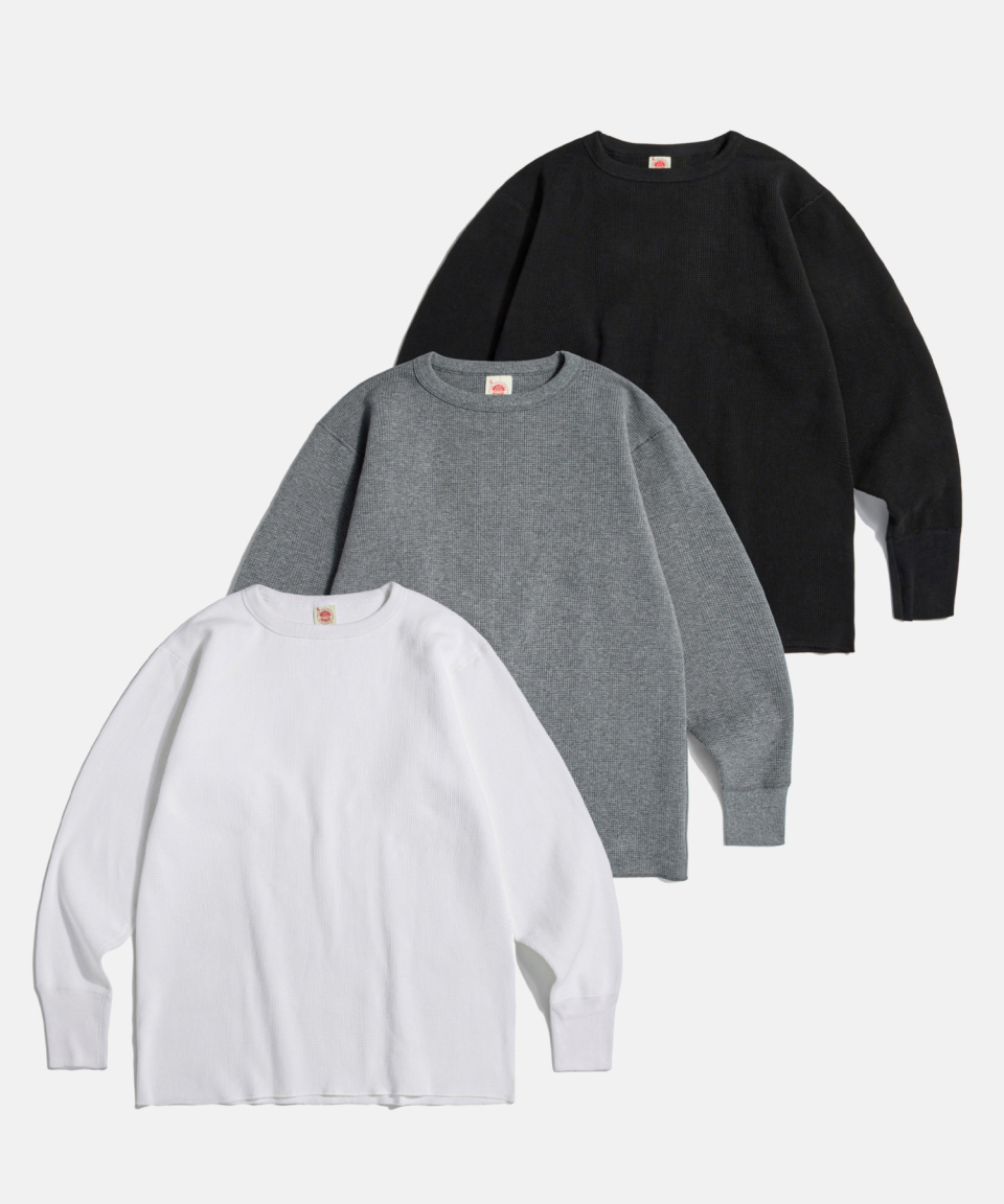 Tシャツ・カットソー bronson Heavyweight Waffle Cotton Underwear White N-TOP-0017 Heavyweight Waffle Cotton Underwear - White | Long Sleeve T