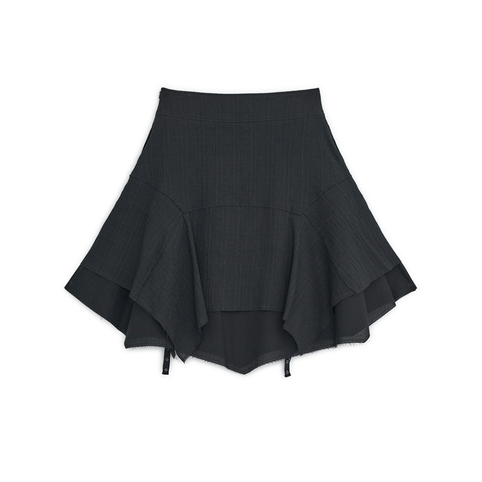 HUG YOUR SKIN ■ Strappy Layered Midi Skir MUSINSA | HUG YOUR SKIN Strappy Layered Midi Skirt (Black)