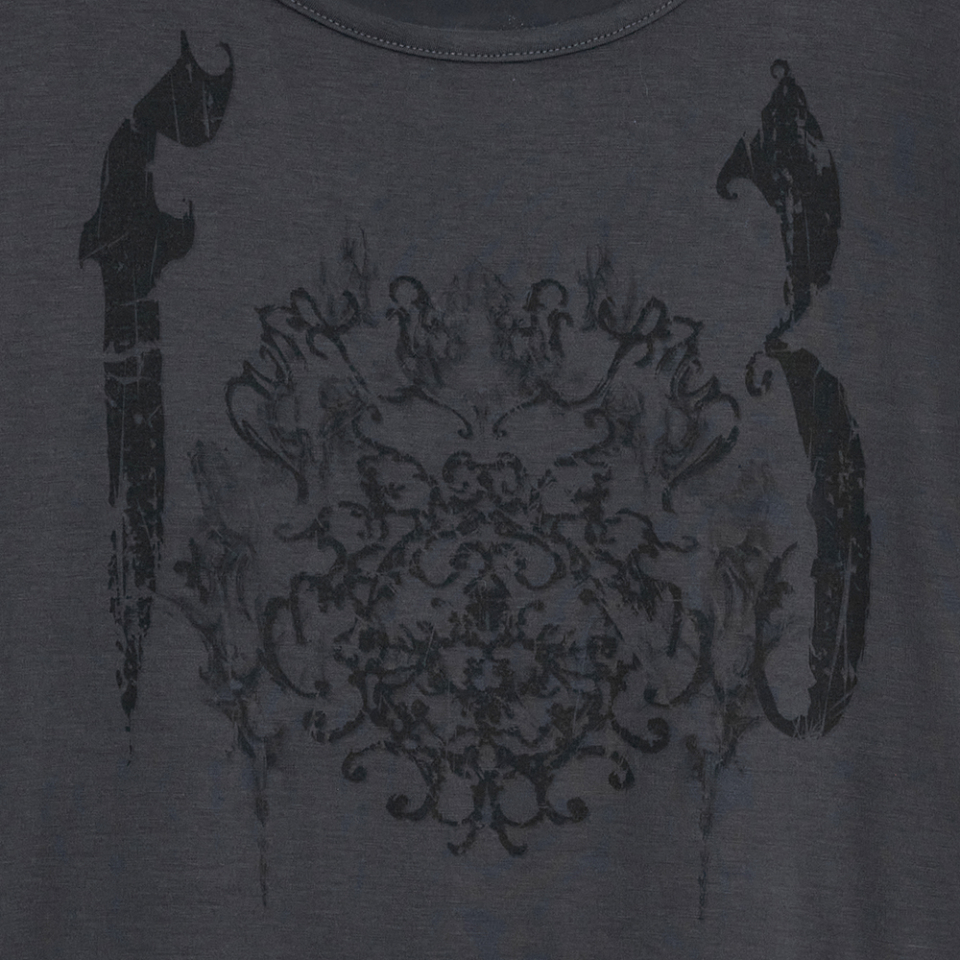★hug your skin★ Ornament Print Top Charcoal MUSINSA | HUG YOUR SKIN Ornament Print Top (Charcoal)