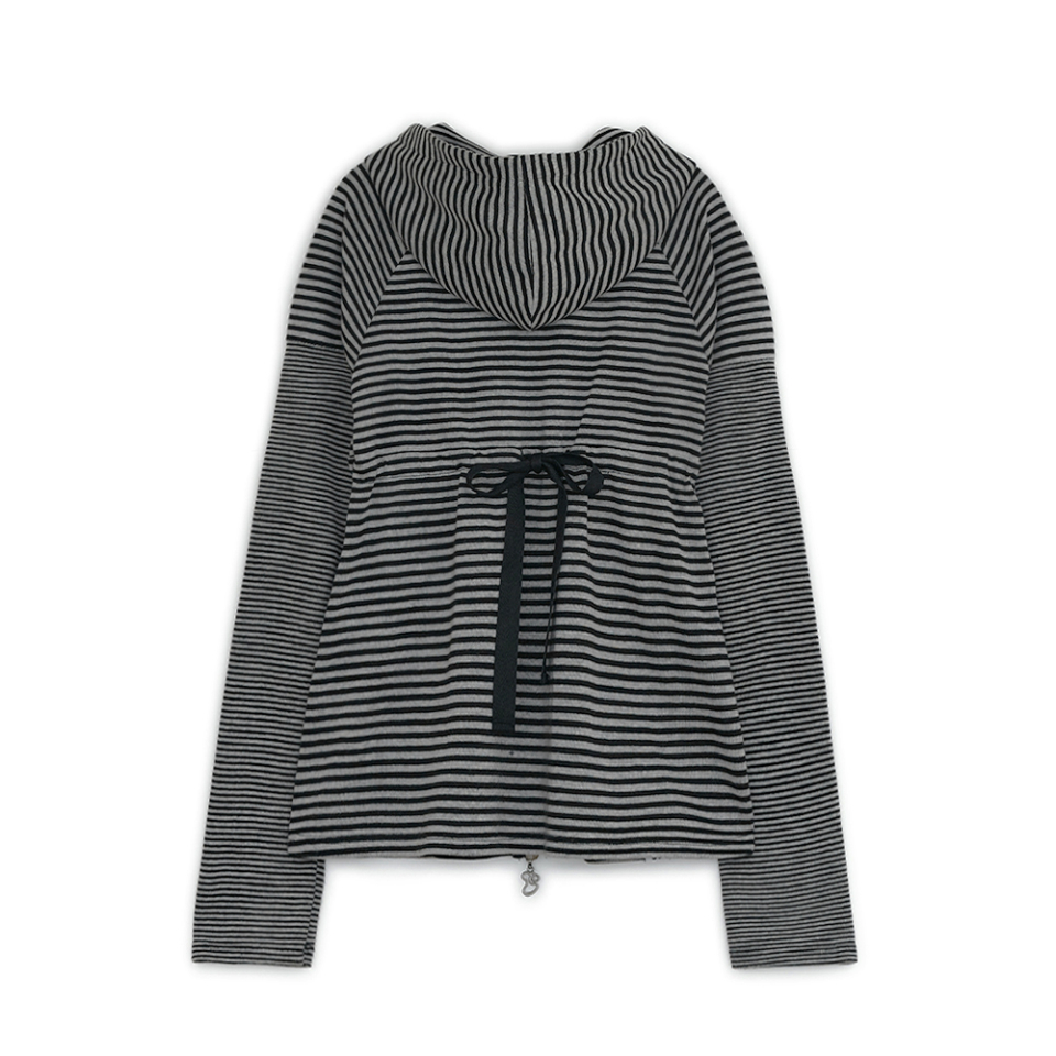 ☆hug your skin☆ Striped Babydoll Hoodie White Black MUSINSA | HUG YOUR SKIN Striped Babydoll Hoodie (White Black)