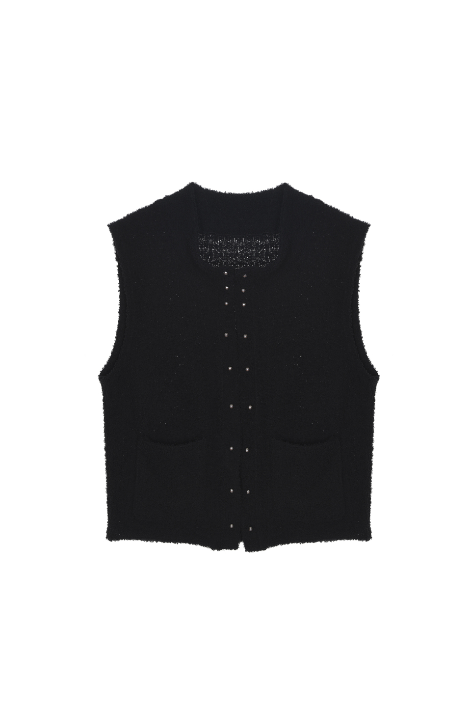TWO POCKET STUD LINE VEST IN BLACK 상세 이미지 6