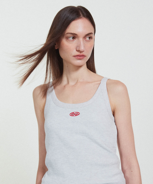Track Logo Reversible Waffle Sleeveless_White Melange
