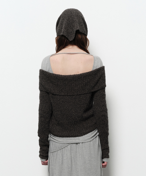 OFF SHOULDER BUTTON CARDIGAN (black)