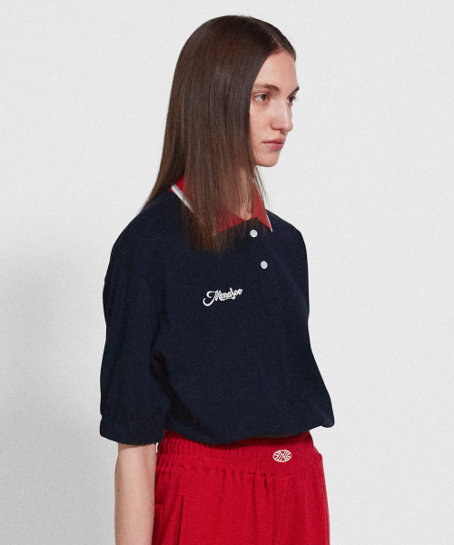 PK Crop Banding T Shirt_Navy
