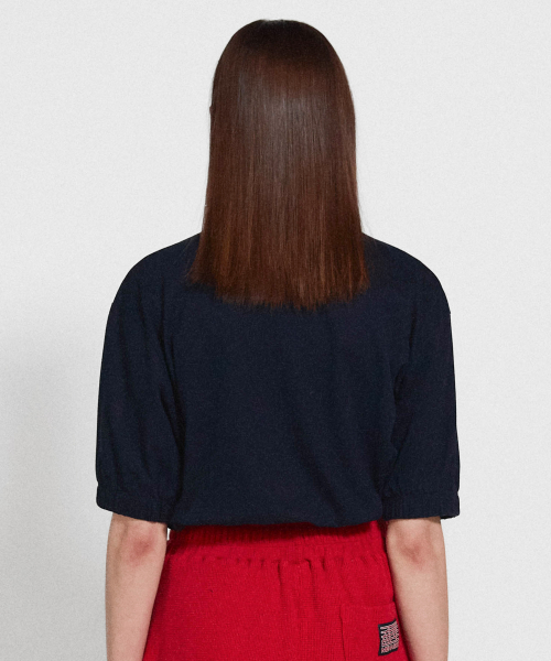 PK Crop Banding T Shirt_Navy