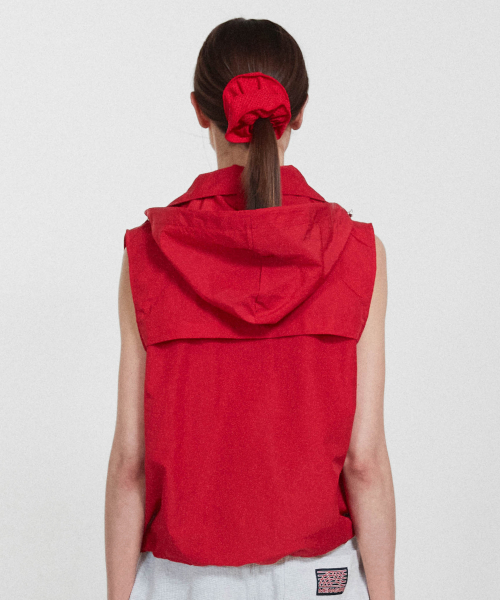 Highneck Hood Vest_Red