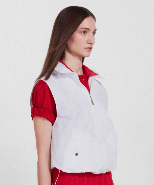 Highneck Hood Vest_White