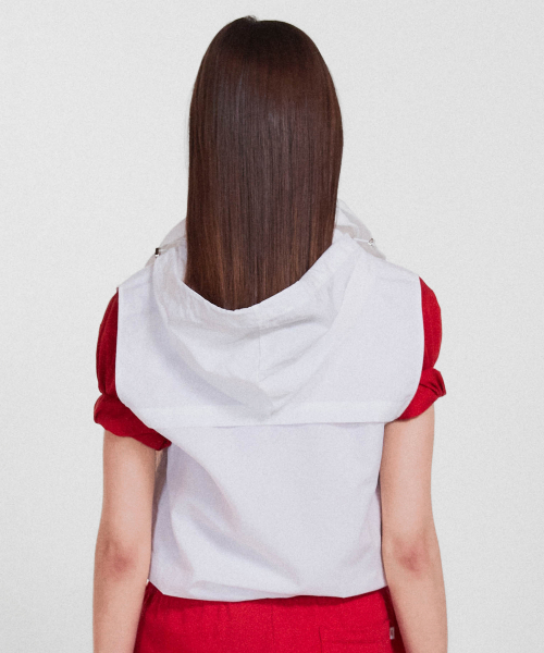 Highneck Hood Vest_White