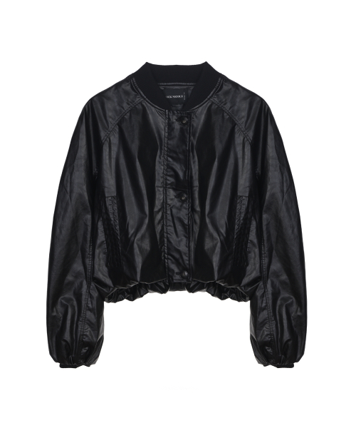 WRINKLE укороченный VARSITY кожа JUMPER_чёрный