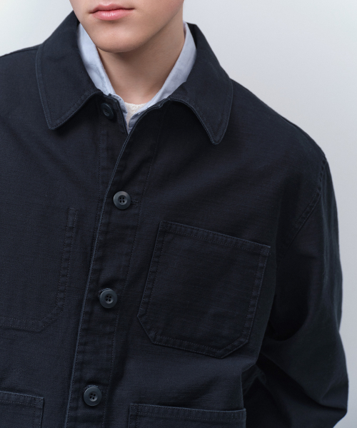 BACK SATIN SHORT CHORE куртка [NAVY]