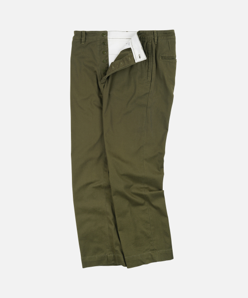 WASHED OFFICER CHINO PANTS _ OLIVE