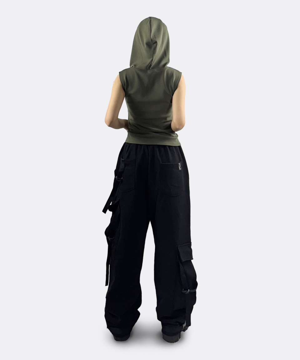 민소매 슬림핏 후드집업(khaki) 상세 이미지 9