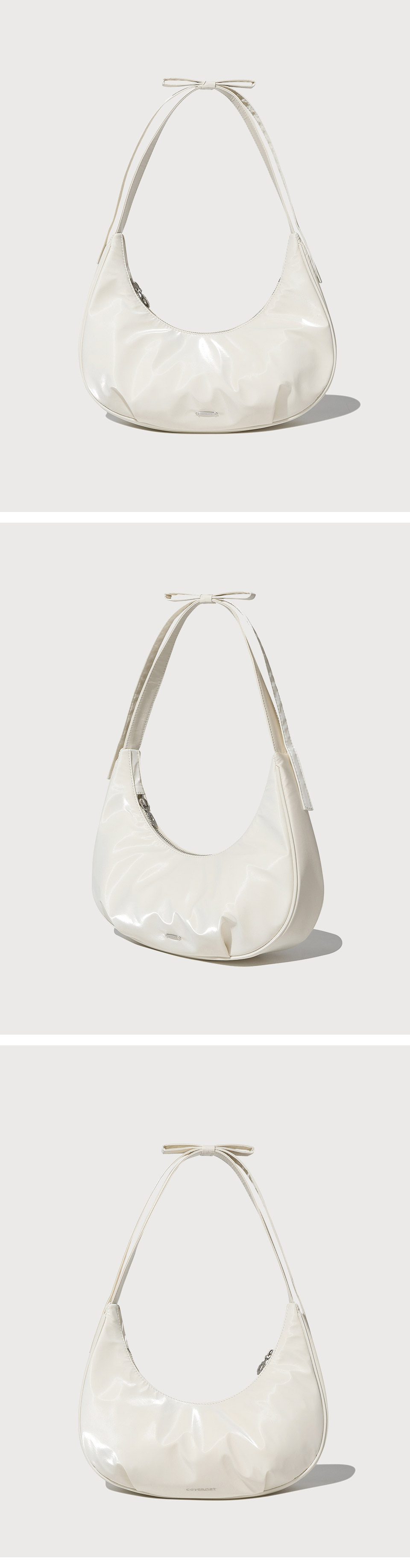 ★COVERNAT WOMAN★ Cloverheart glossy cylindrical bag beige MUSINSA | COVERNAT WOMAN Clover Heart Glossy Cylinder Bag Beige