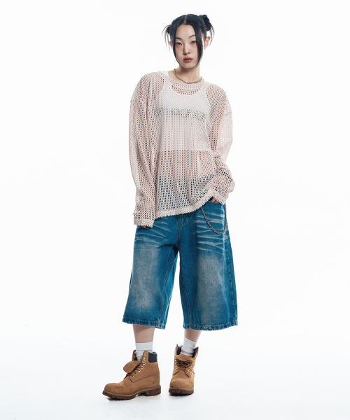 Трикотаж Cut-Off Net - Beige