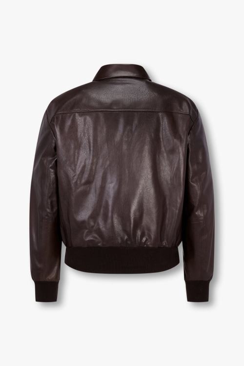 Кожаная куртка на двухсторонней молнии_Dark Brown 4715110003
