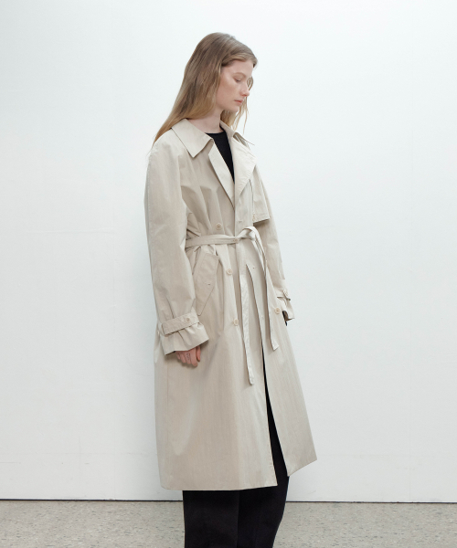 DOUBLE BUTTON TRENCH COAT (BEIGE)