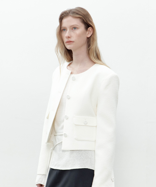 POCKET TWEED JACKET (IVORY)