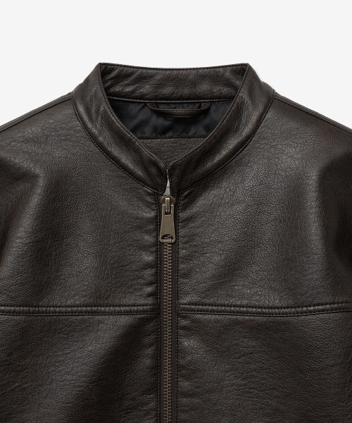 Байкерская куртка из вареной кожи 8266 (DARK BROWN)