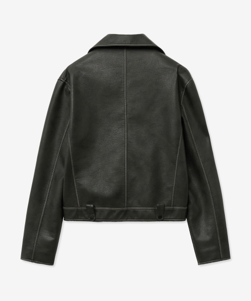 Кожаная косуха с эффектом потертости 8241 BLACK