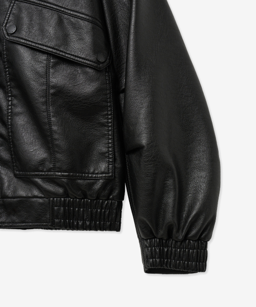 Потертый кожаный бомбер 8239 (BLACK)