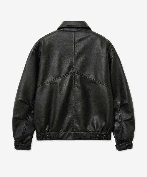 Потертый кожаный бомбер 8239 (BLACK)