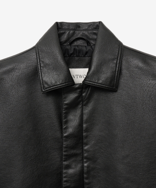 Оверсайз бомбер из вареной кожи 8237 (BLACK)