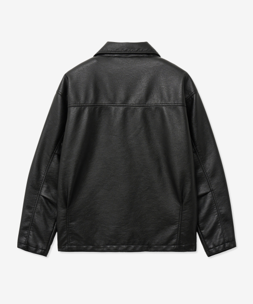 Оверсайз бомбер из вареной кожи 8237 (BLACK)