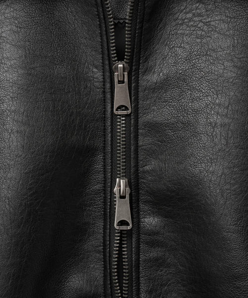 8235 Однобортный кожаный жакет с вошингом (BLACK)