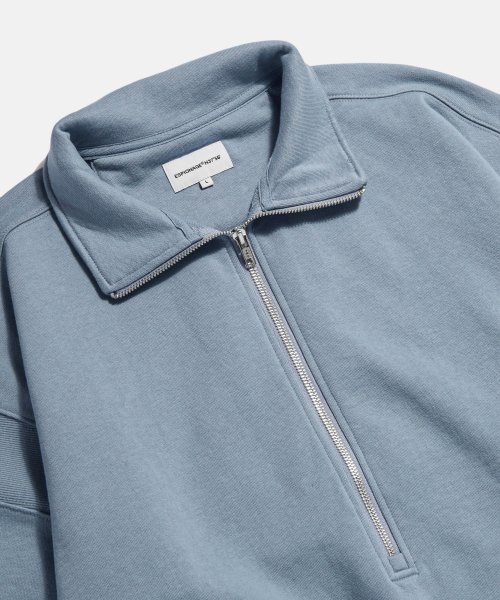 Ribbed Shoulder Sweat Anorak Misty Blue
