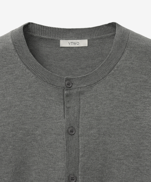 Мягкий базовый кардиган с круглым вырезом (GREY)
