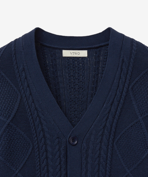 Базовый мягкий кардиган косами (NAVY)
