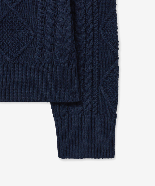 Базовый мягкий кардиган косами (NAVY)