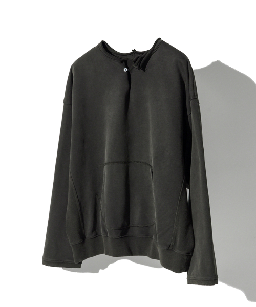 Крой с разрезом, круглый вырез_KHAKI GREY
