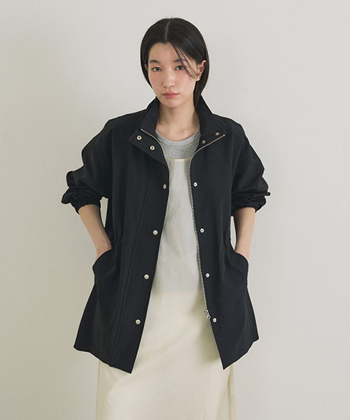 high neck string jumper-black