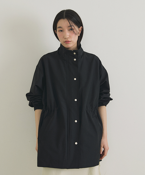 high neck string jumper-black