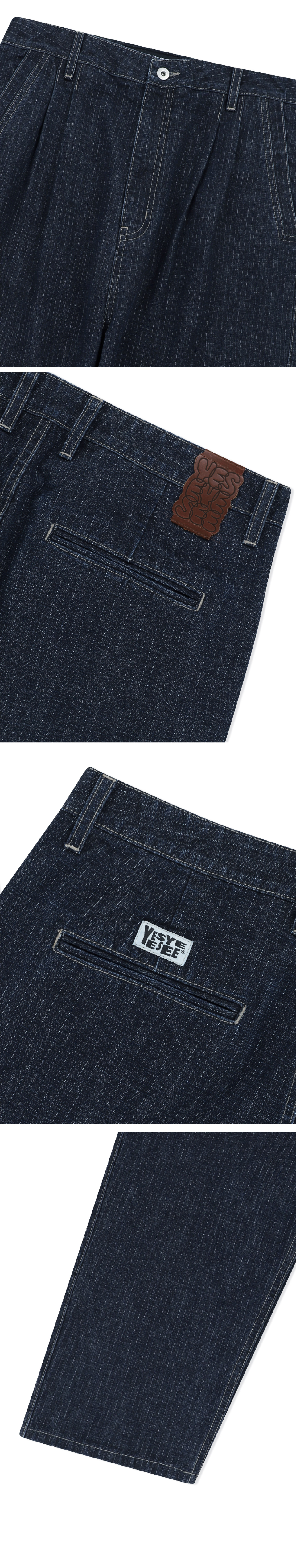★2025SS新作★YESEYESEE★Two Tucked Ripstop Denim Pants yeseyesee® :: Two Tucked Ripstop Denim Pants Dark Indigo