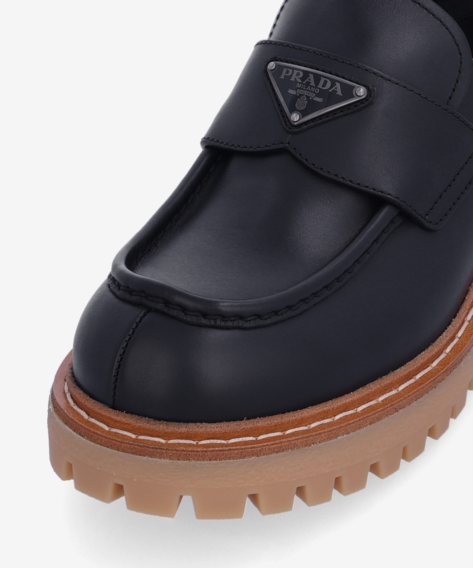 靴 Special! Prada strap leather Loafer MUSINSA | PRADA Hybrid Leather Loafer - Black / 2DE151070F0002