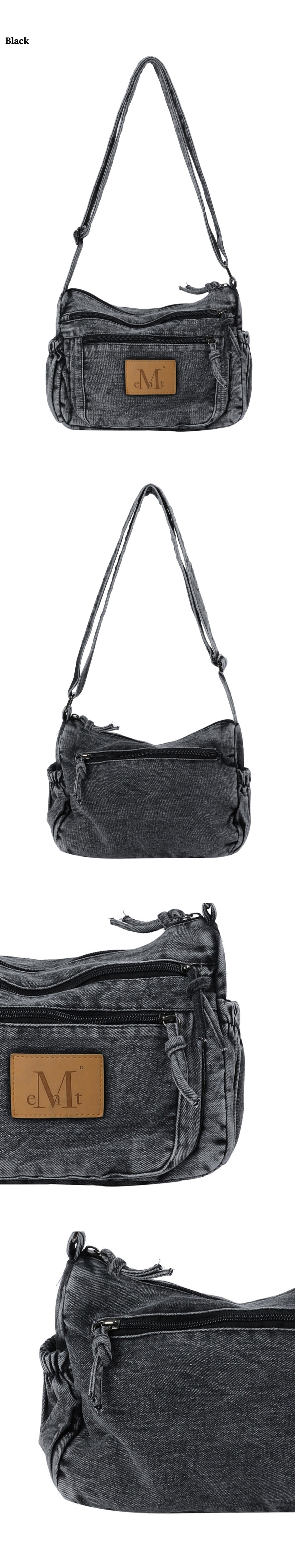 MUSINSA | MUCENT Stone Washed Denim Crossbody Bag Unisex (2