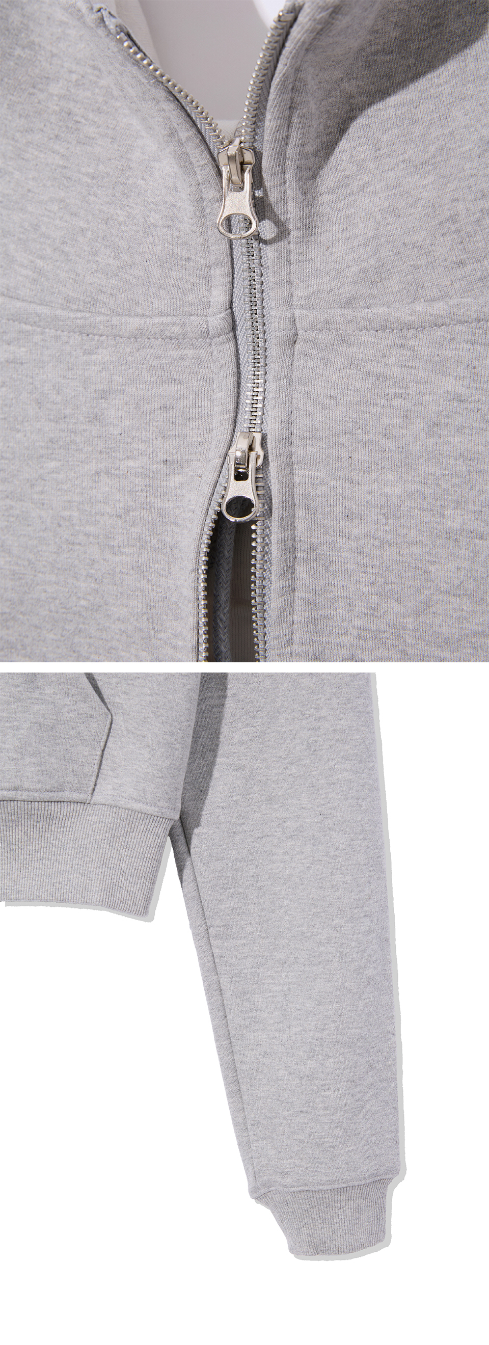 Open Halter Hoodie Zip-Up Melange Gray 상세 이미지 6