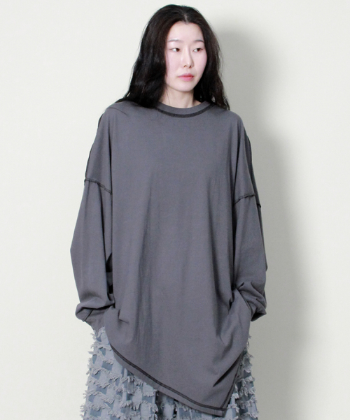 Unbalance oversized long sleeve t-shirt charcoal
